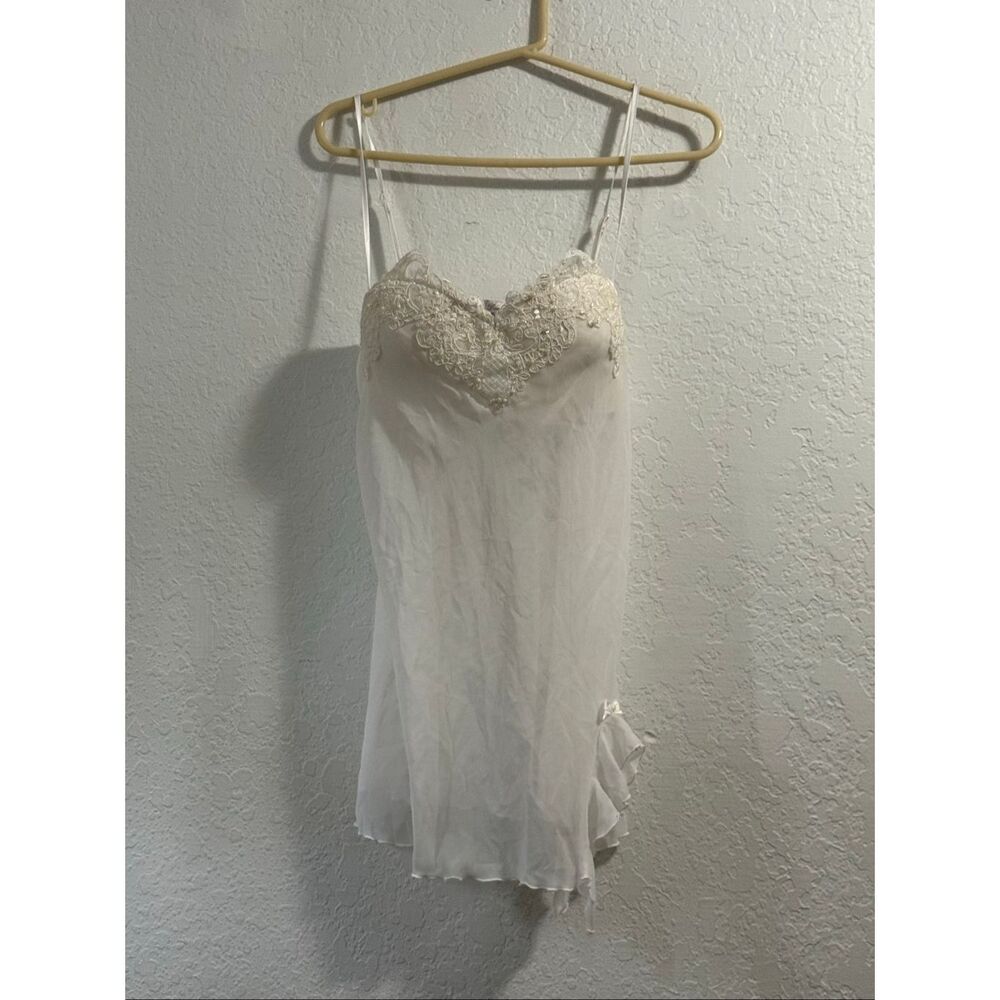 New linea donatella nightgown panty set beaded white wedding XL